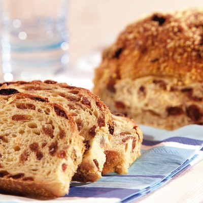 Tarwe-Maïs Rozijnenbroodje Wit met Fiesta Panovite Mais